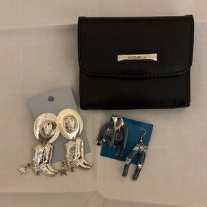 Vintage Western Earrings & Black Moda Bella Wallet Bundle ✨